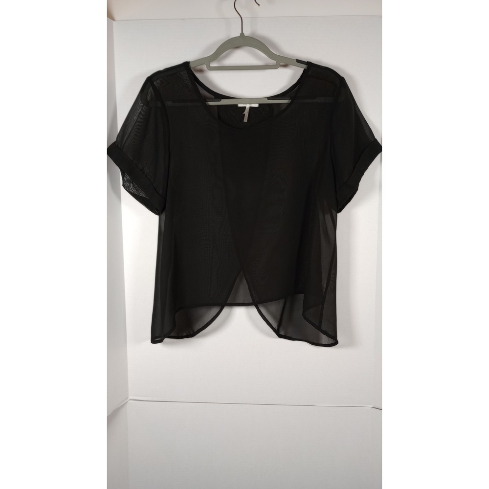 Kirra Black Sheer Blouse Sz L Flowy Crossover Back Whimsigoth Dark Romance Party